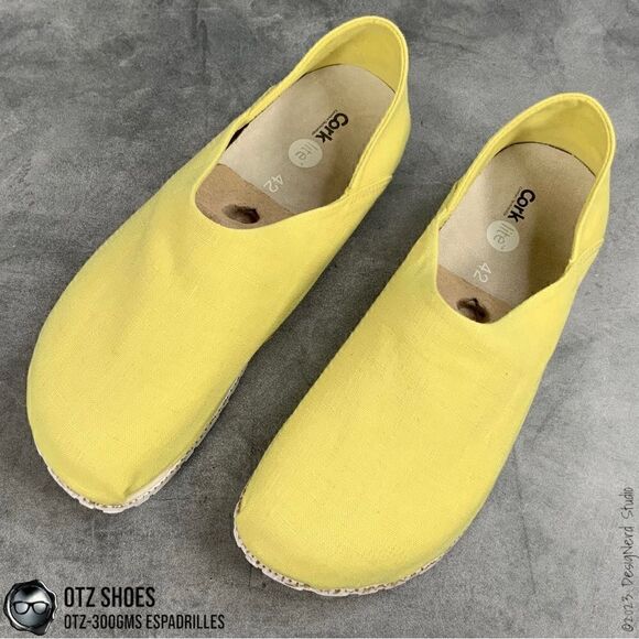 OTZ SHOES OTZ-300GMS LINEN ESPADRILLES MINIMALIST SLIP ON IN YELLOW WITH CORK main image 9
